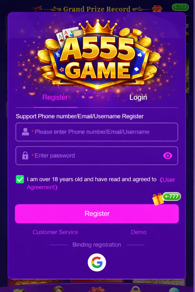 A555 Bet Game register