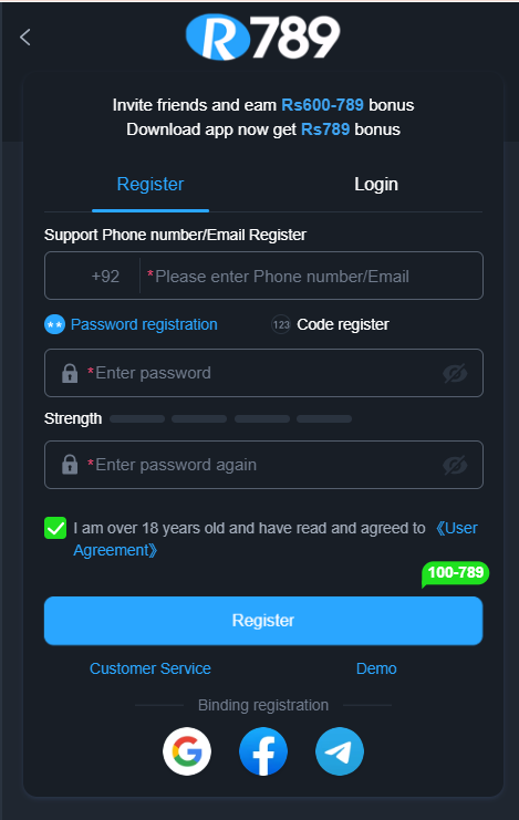 R789 Game register