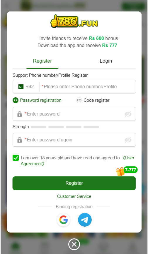 786Fun Game register