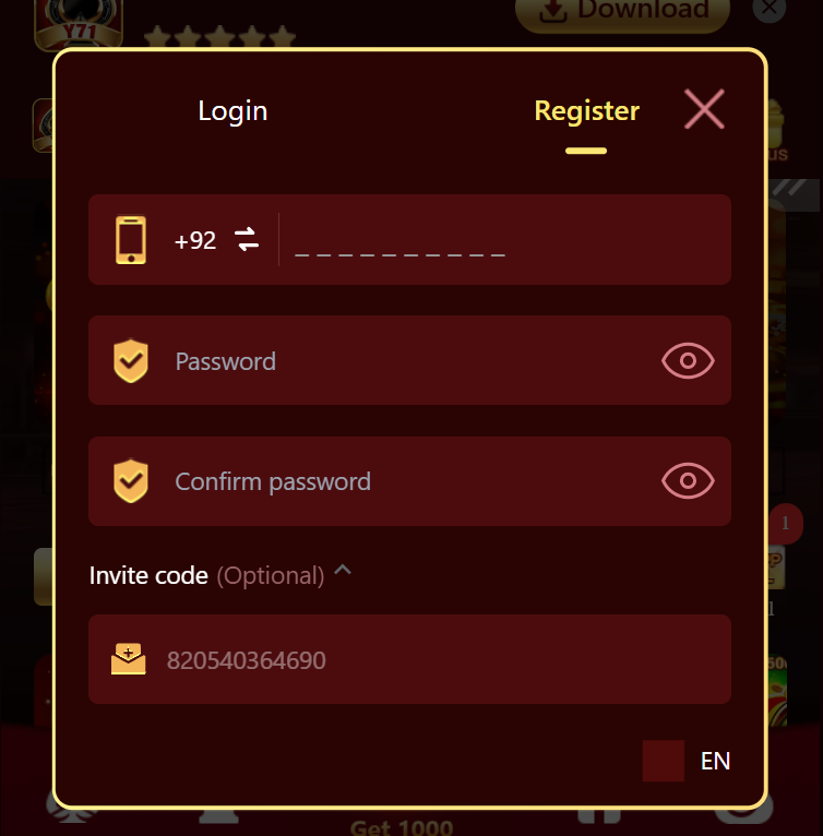 Y71 Game register