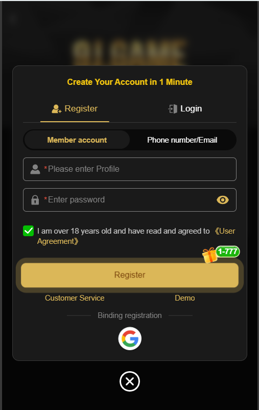 9J Game register