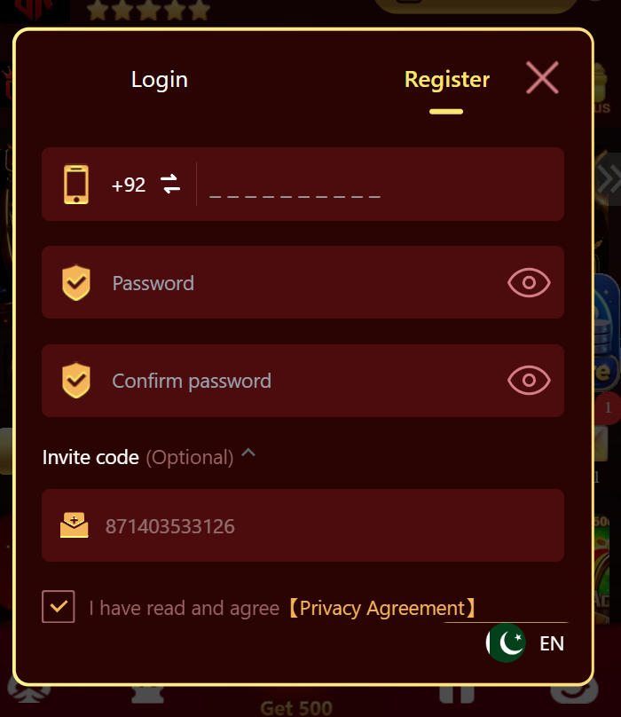 OK222 Game register