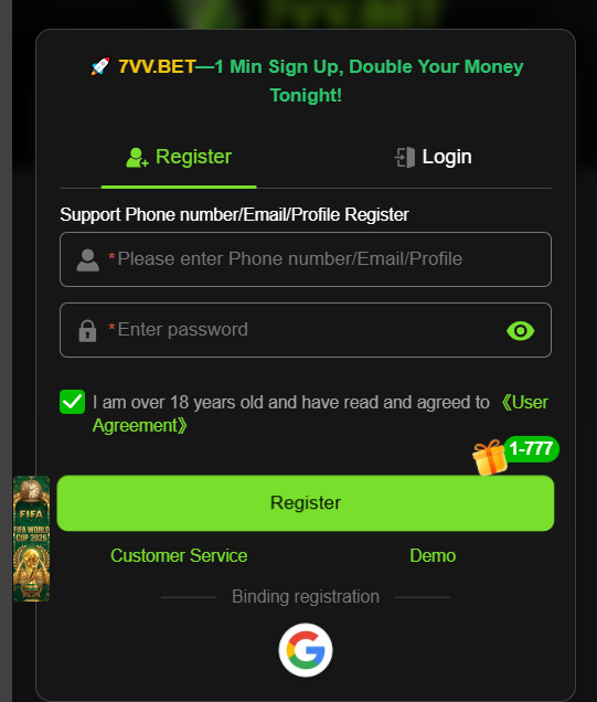 7VV Bet register