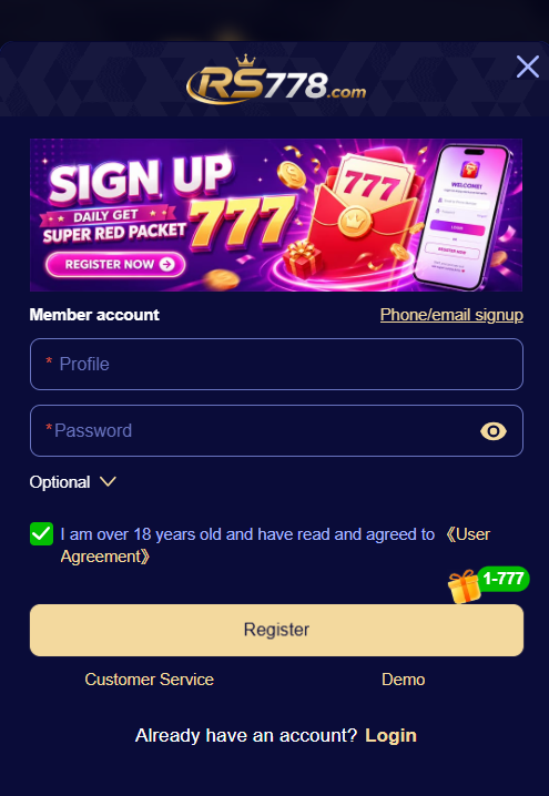 RS778 Game register