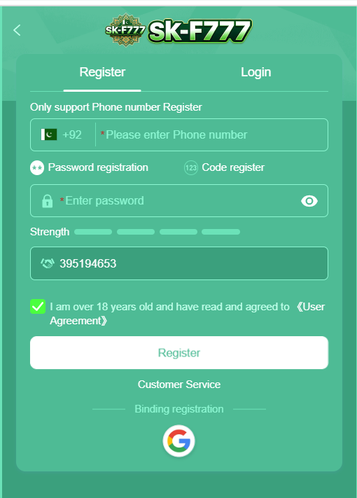 Skf777 Game register